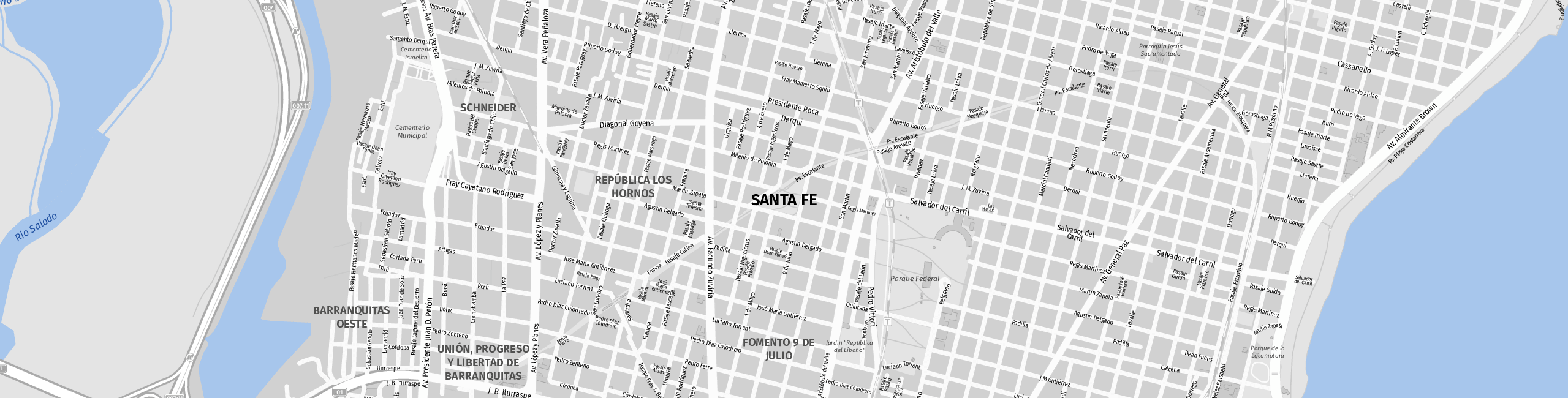 Stadtplan Santa Fe zum Downloaden.
