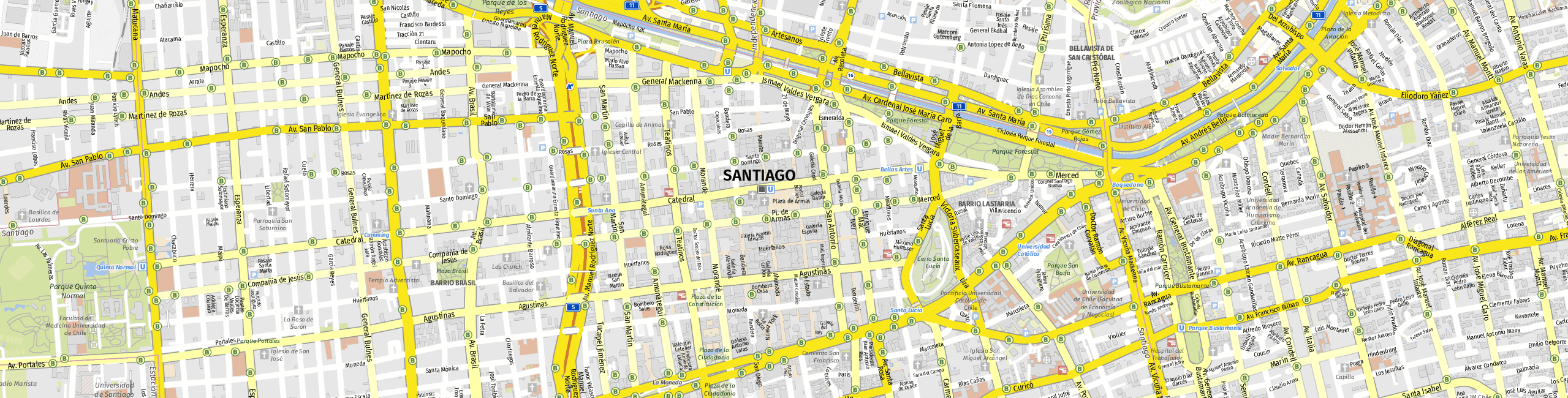 Stadtplan Santiago zum Downloaden.