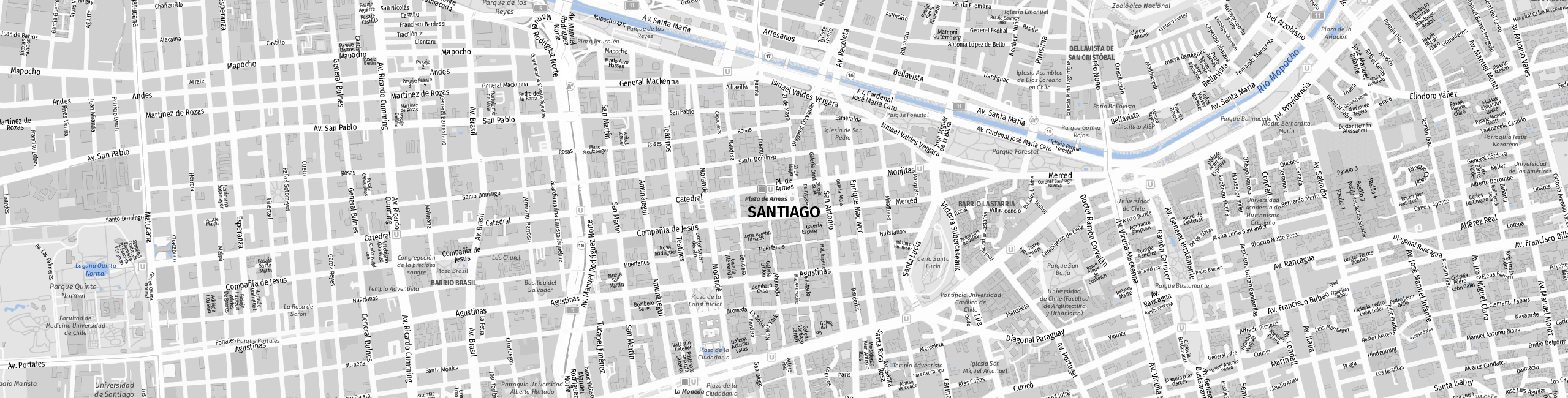 Stadtplan Santiago zum Downloaden.