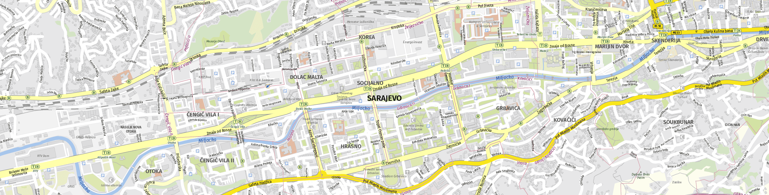 Stadtplan Sarajevo zum Downloaden.