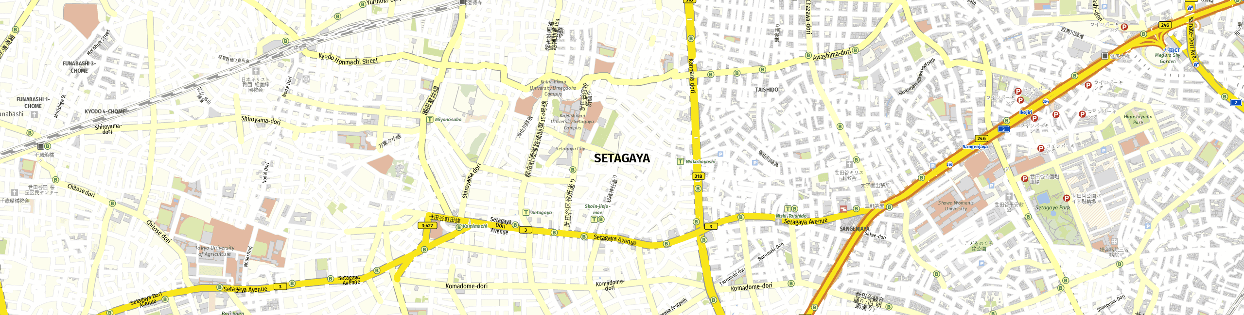 Stadtplan Setagaya zum Downloaden.