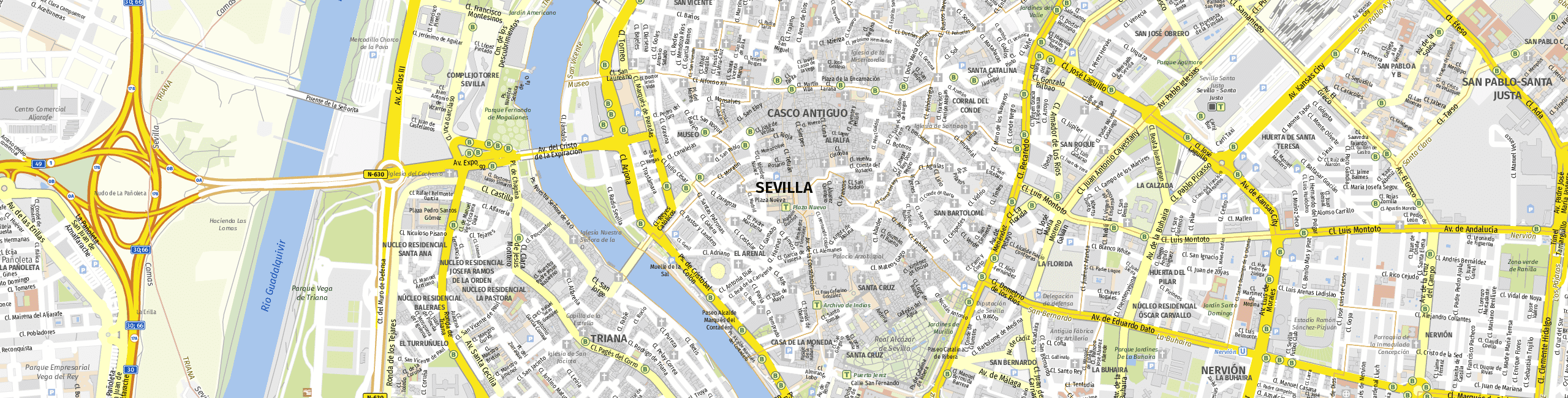 Stadtplan Sevilla zum Downloaden.