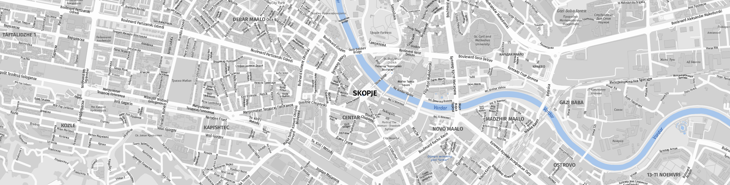 Stadtplan Skopje zum Downloaden.