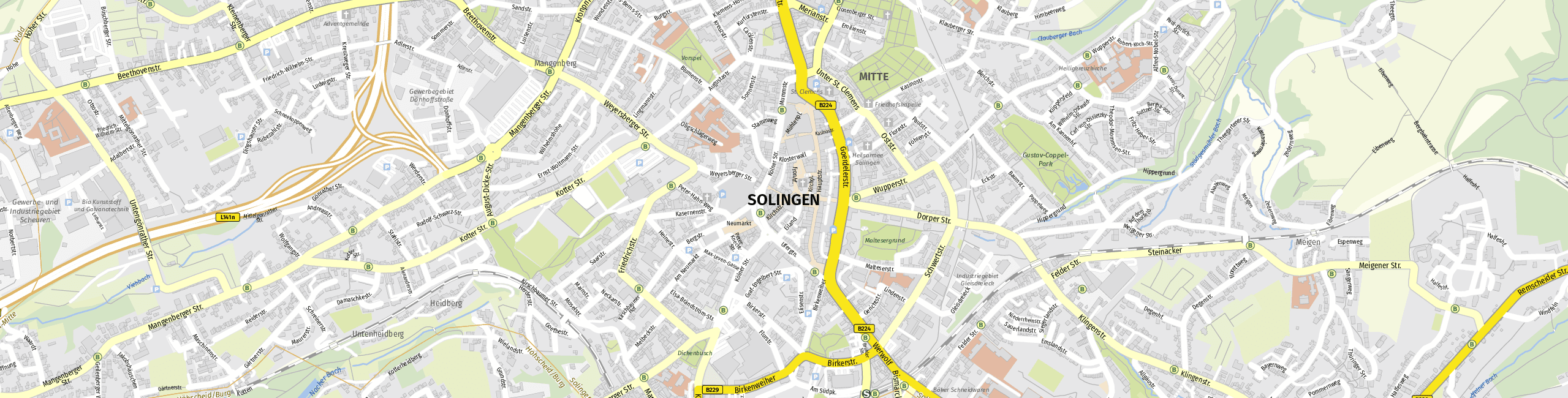 Stadtplan Solingen zum Downloaden.