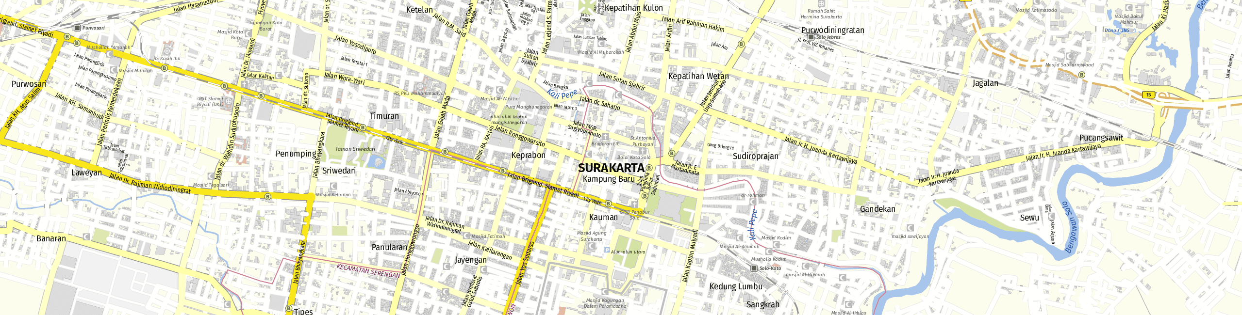 Stadtplan Surakarta zum Downloaden.