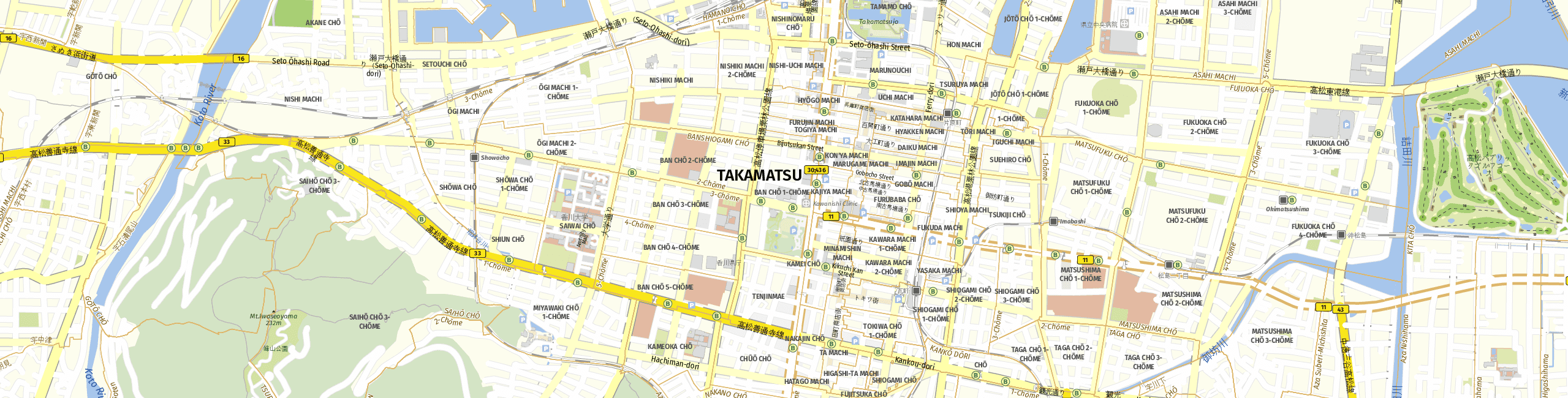 Stadtplan Takamatsu zum Downloaden.