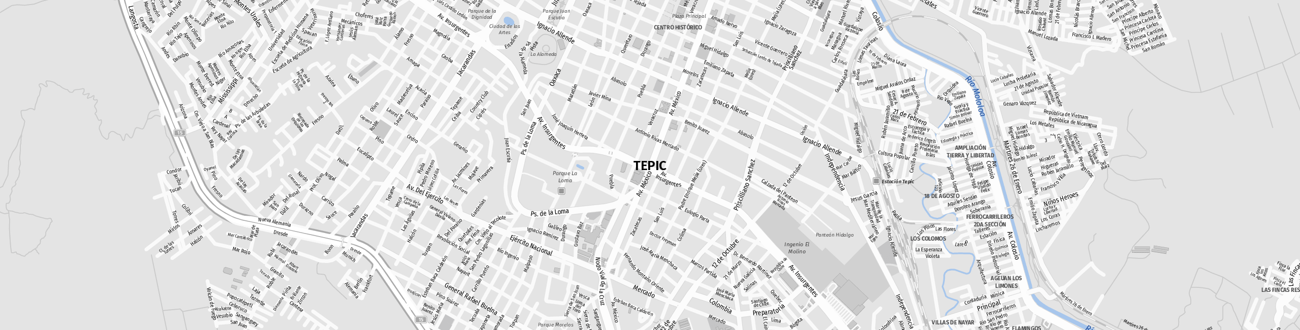 Stadtplan Tepic zum Downloaden.