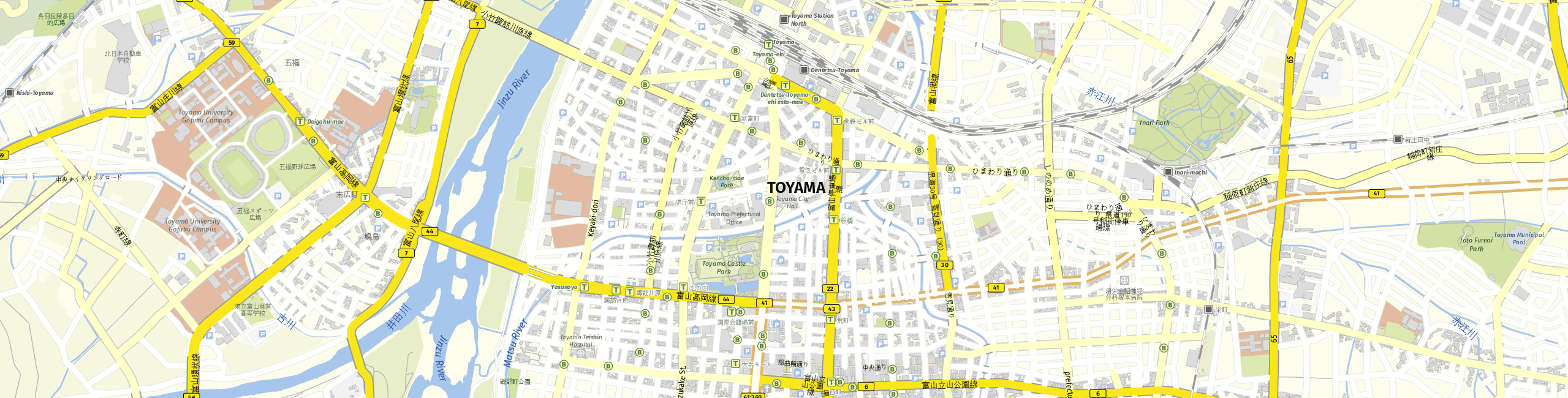 Stadtplan Toyama zum Downloaden.