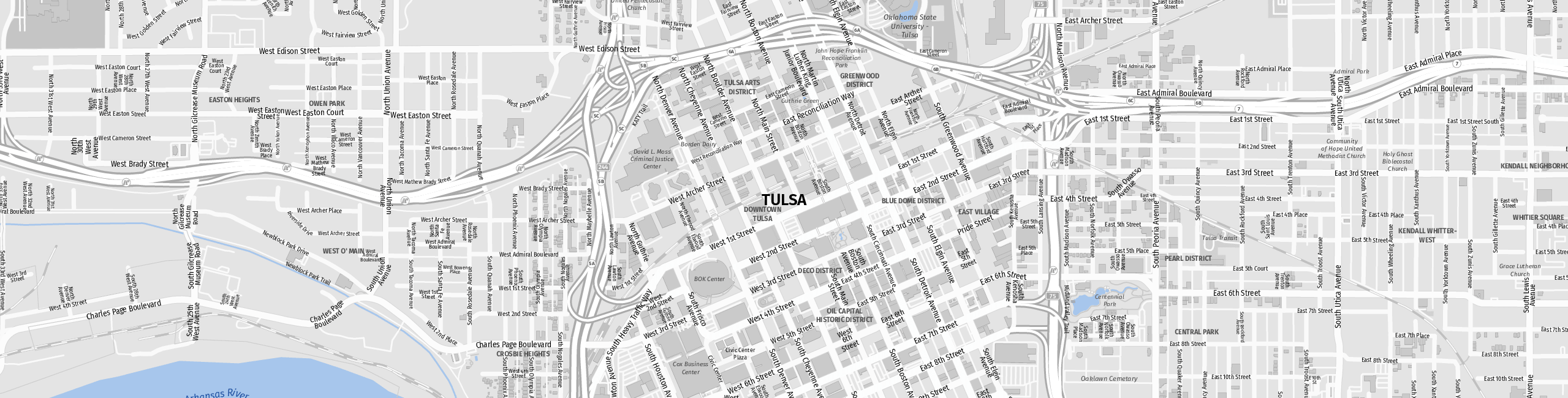 Stadtplan Tulsa zum Downloaden.