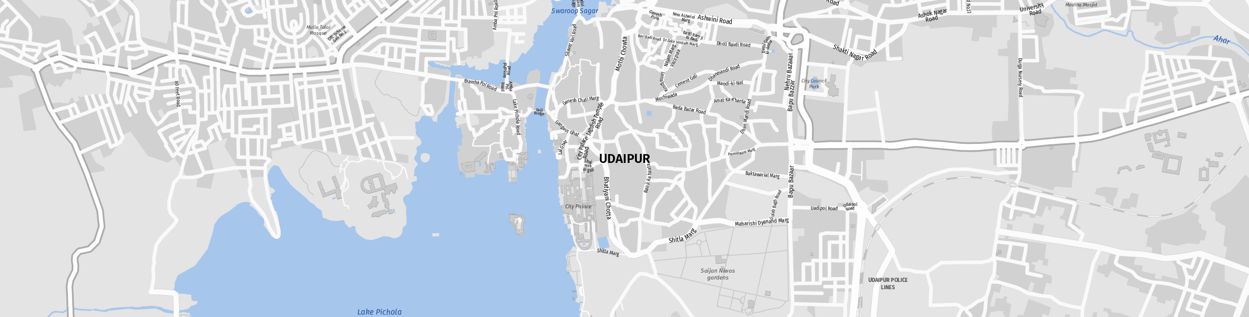 Stadtplan Udaipur zum Downloaden.