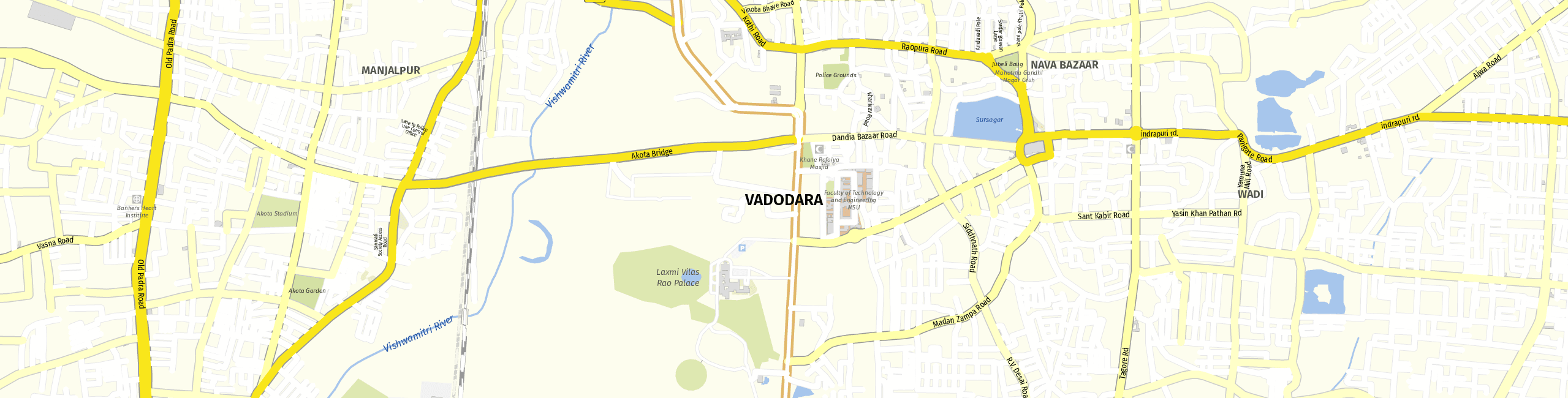 Stadtplan Vadodara zum Downloaden.