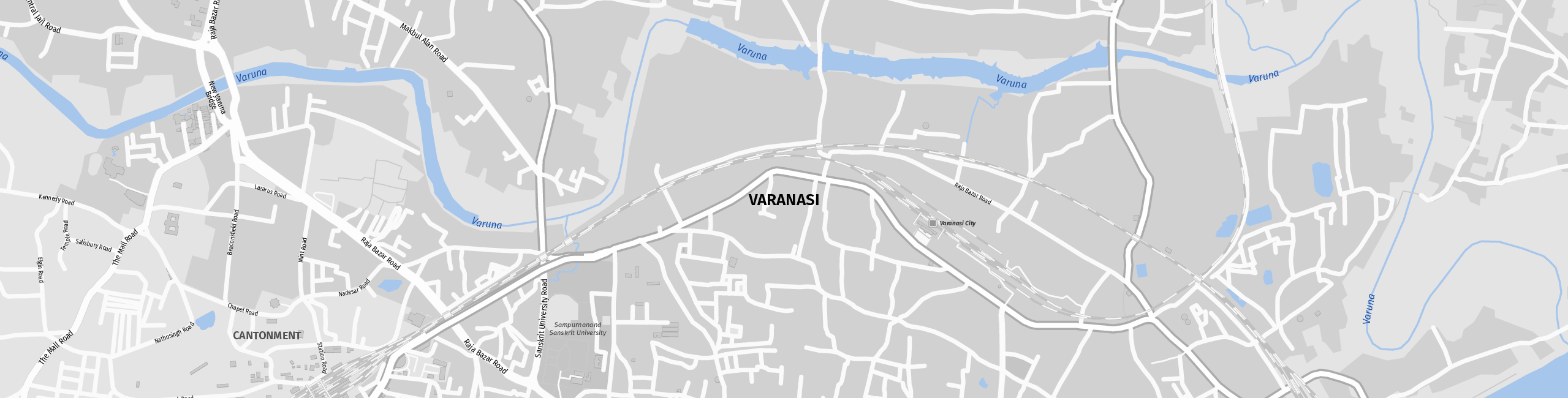 Stadtplan Varanasi zum Downloaden.