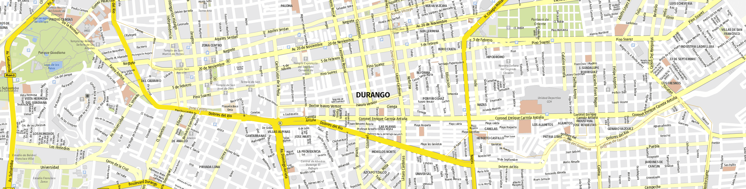Stadtplan Victoria de Durango zum Downloaden.