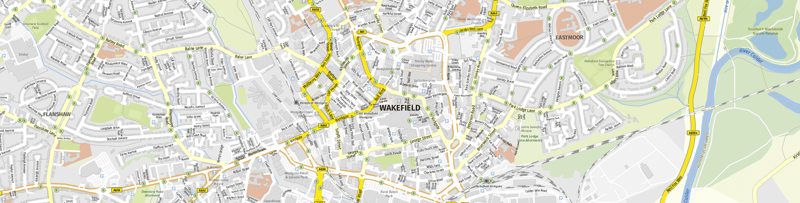 Stadtplan Wakefield zum Downloaden.