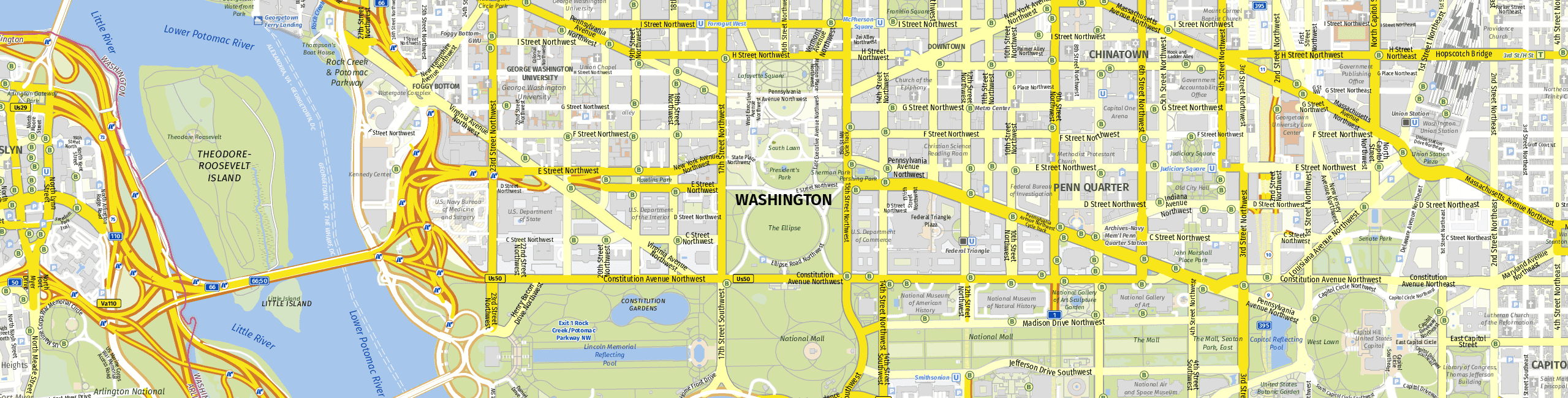 Stadtplan Washington, D.C. zum Downloaden.
