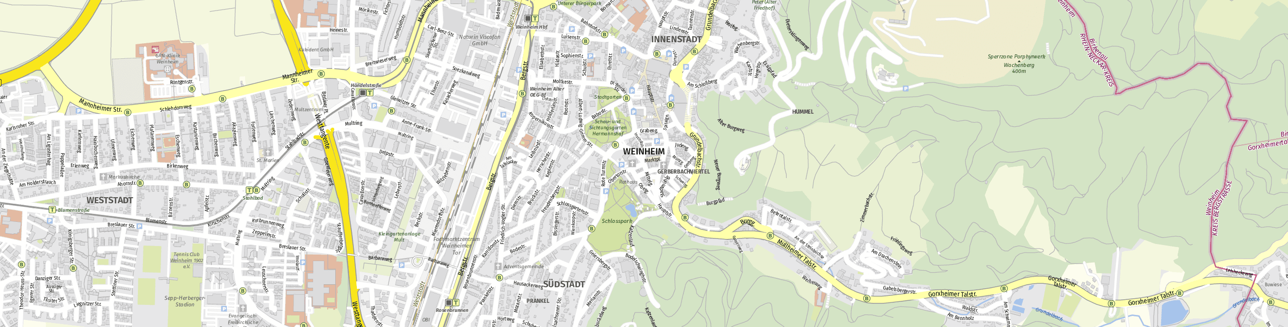Stadtplan Weinheim zum Downloaden.