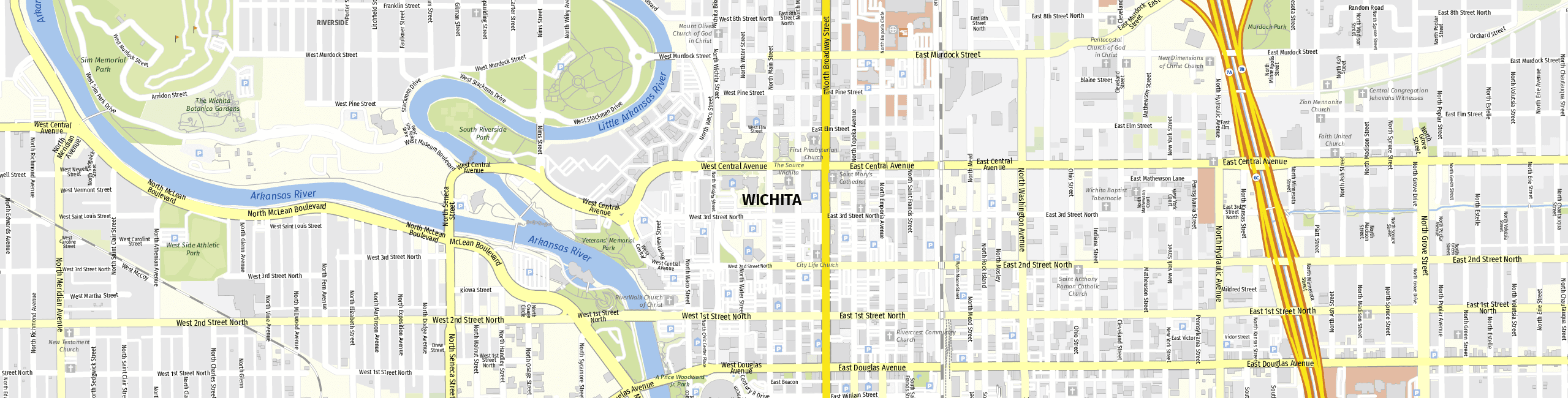 Stadtplan Wichita zum Downloaden.