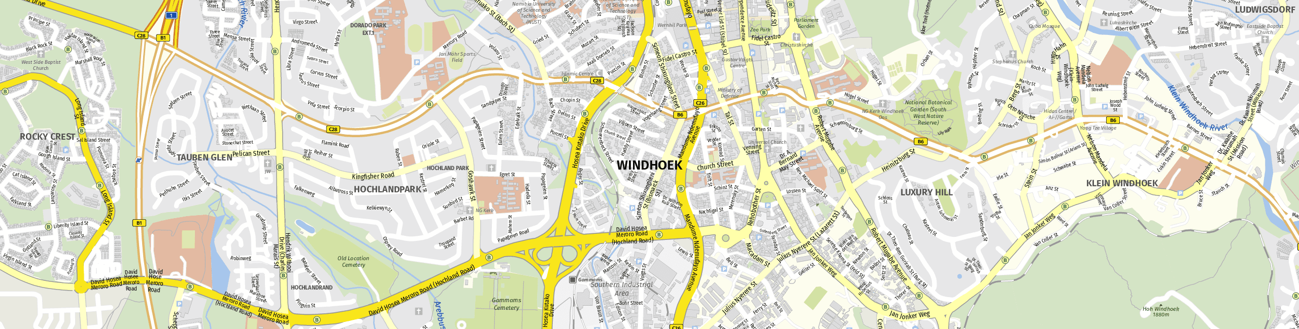 Stadtplan Windhuk zum Downloaden.