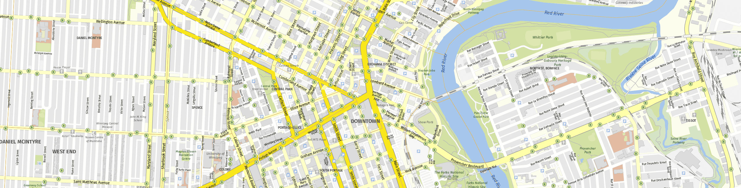 Stadtplan Winnipeg zum Downloaden.