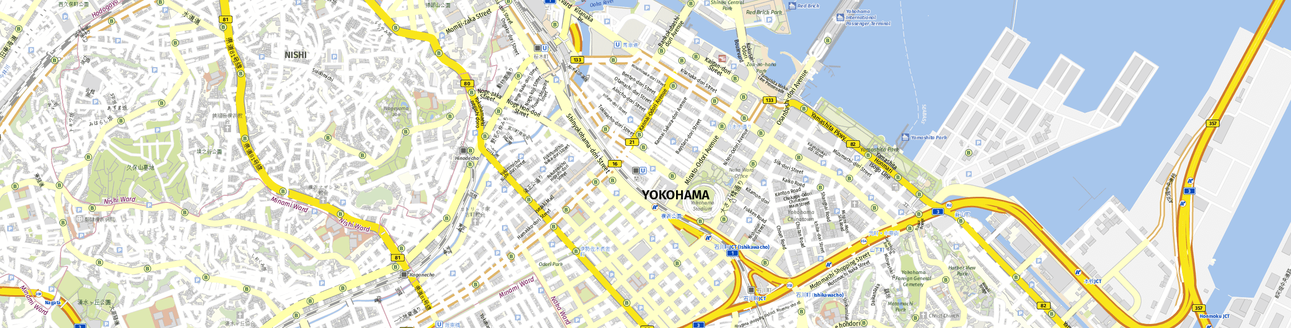 Stadtplan Yokohama zum Downloaden.