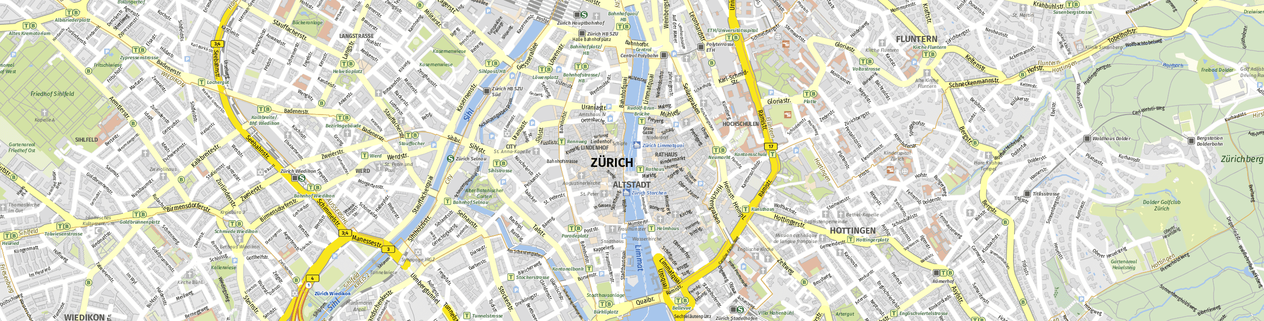 Stadtplan Zurich zum Downloaden.