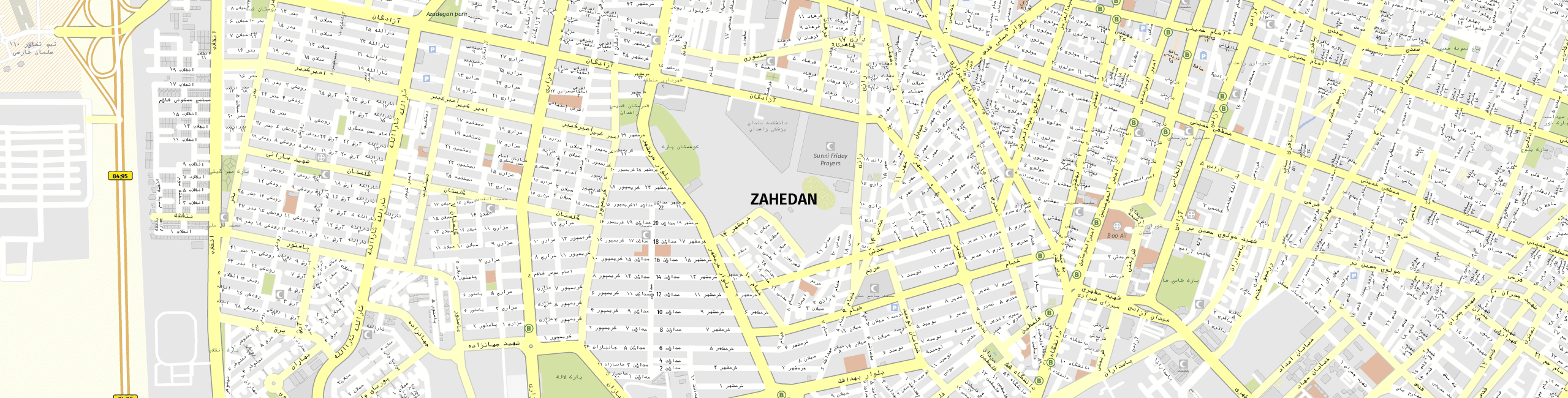 Stadtplan Zahedan zum Downloaden.